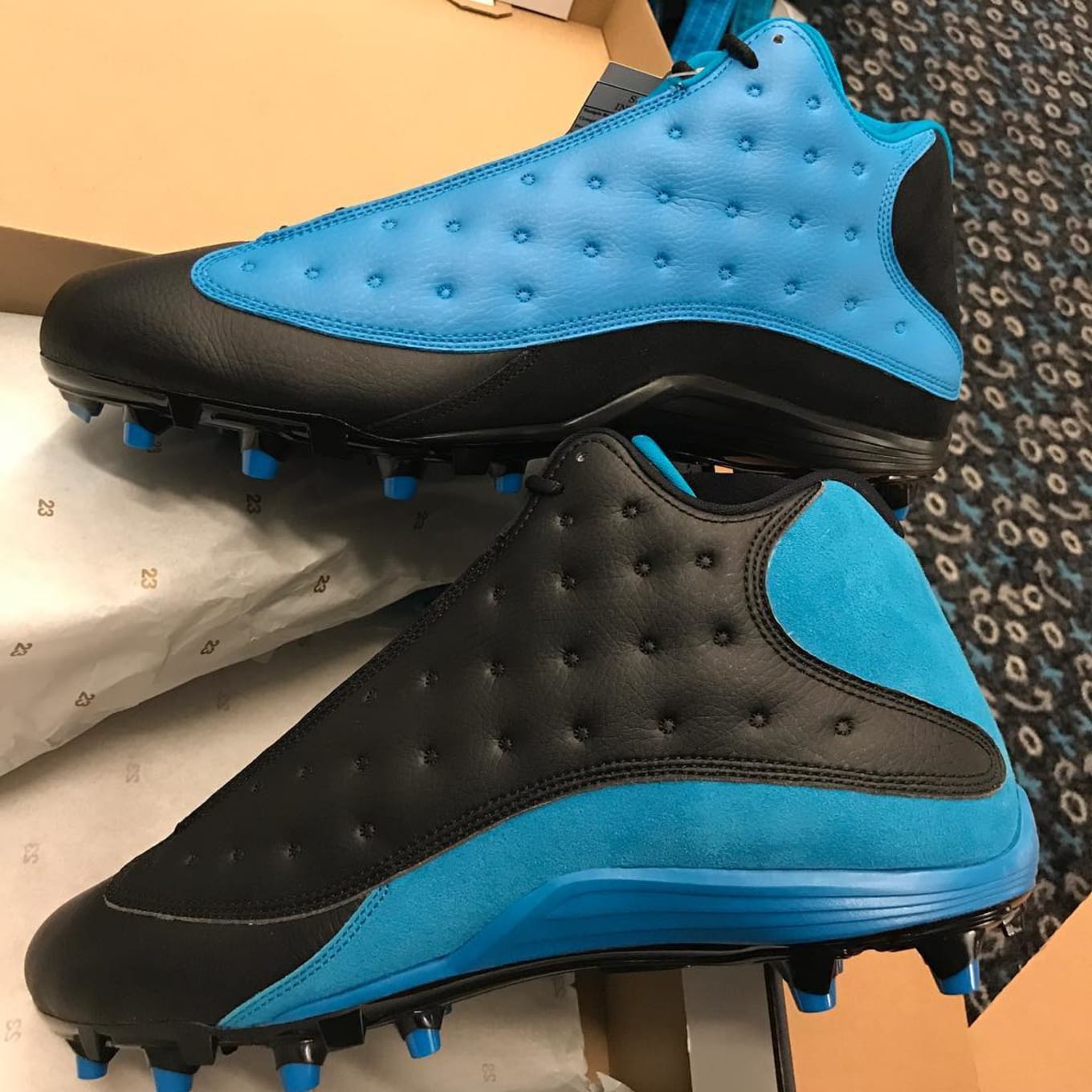 Thomas Davis Air Jordan 13 Carolina Panthers Pe Cleats Sole