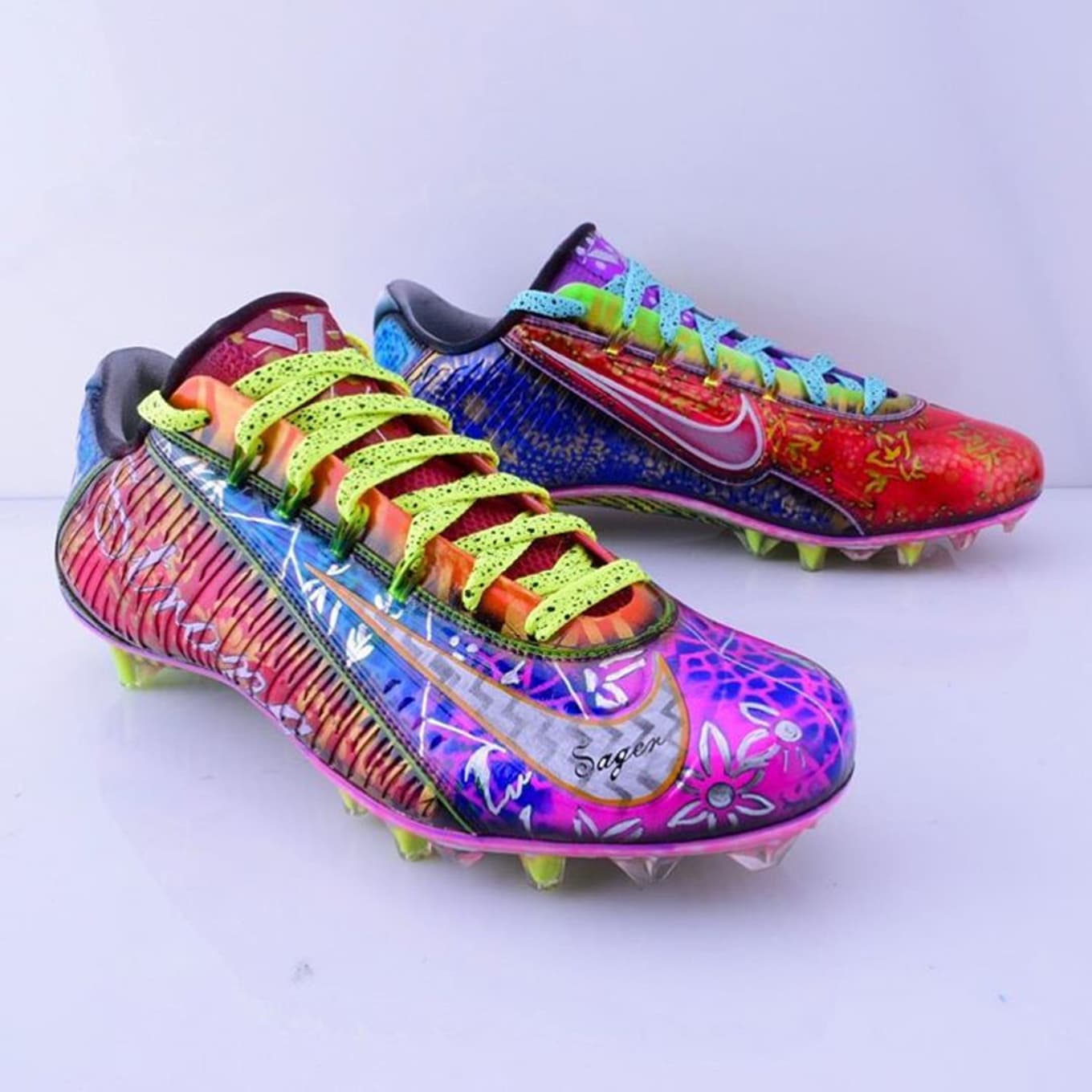 bright color football cleats