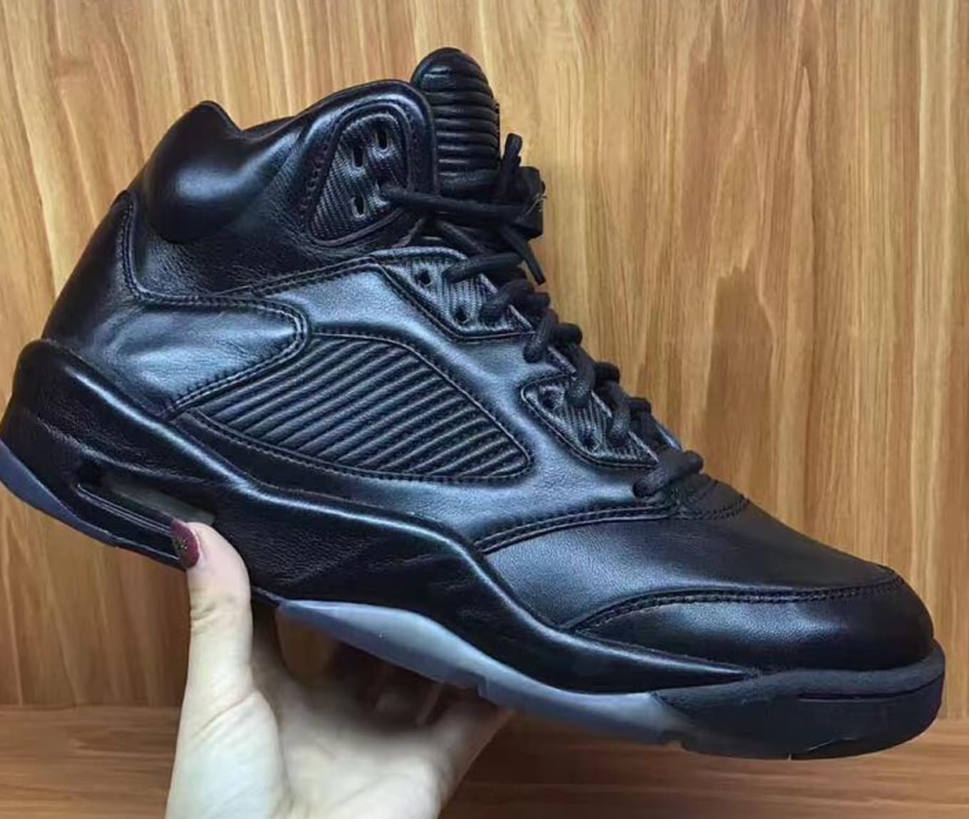 jordan 5 black leather online -