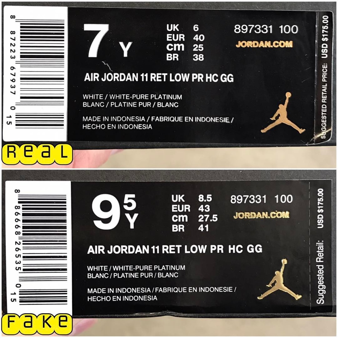 fake jordan 11 box