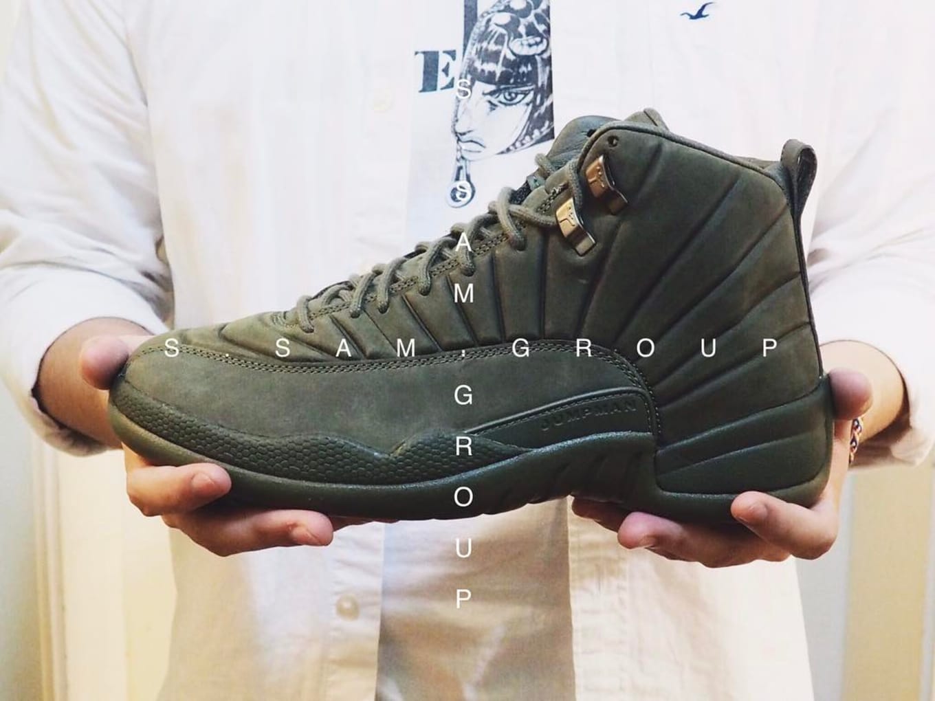 jordan 12 olive on feet