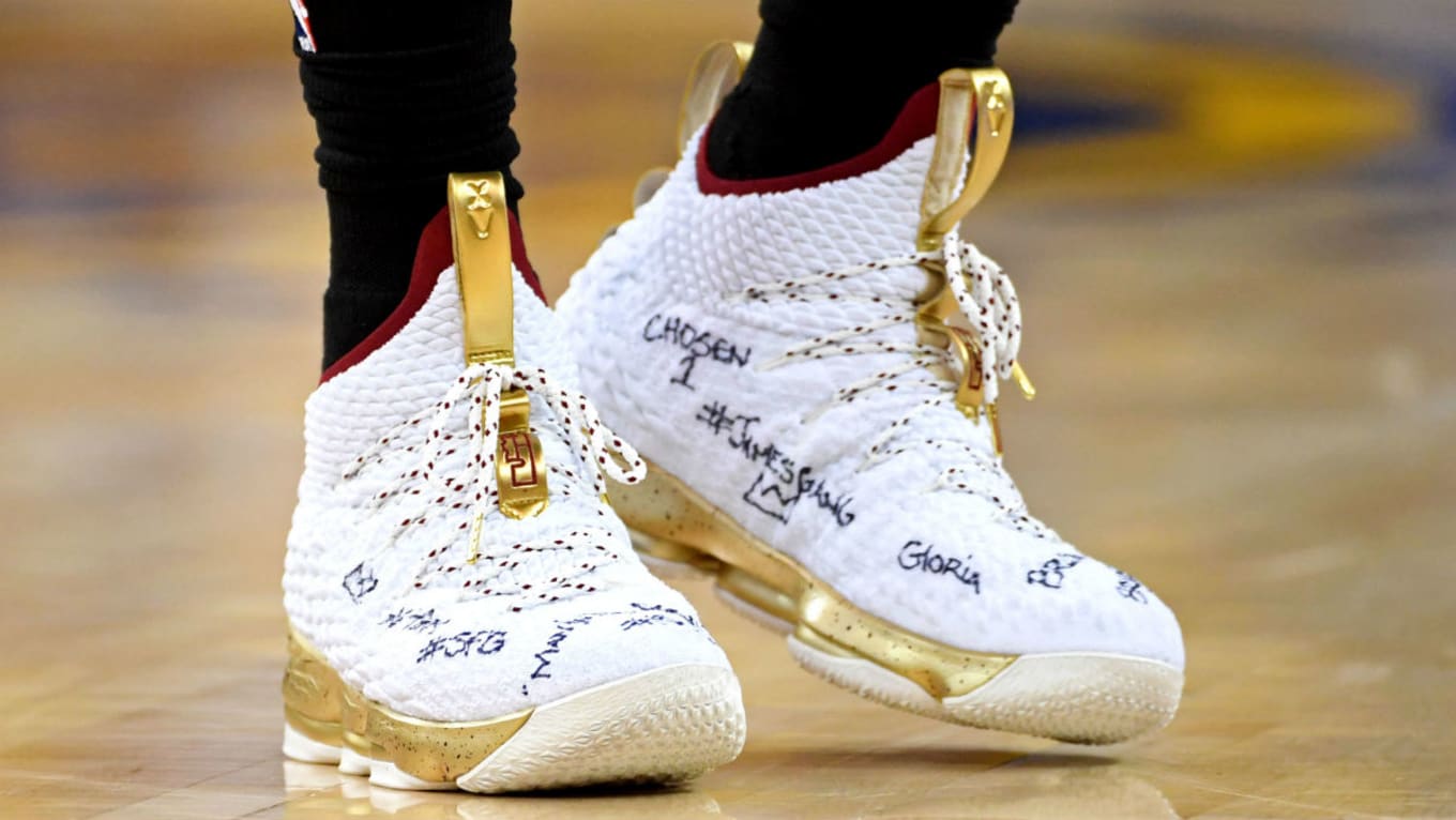 lebron james shoes white and gold