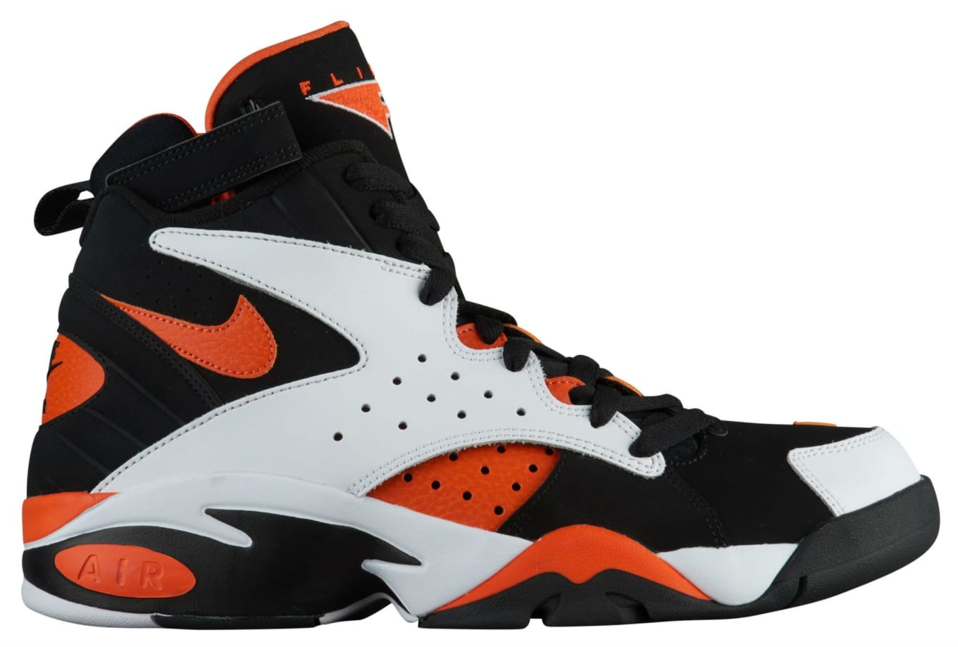 orange black and white nike shoes