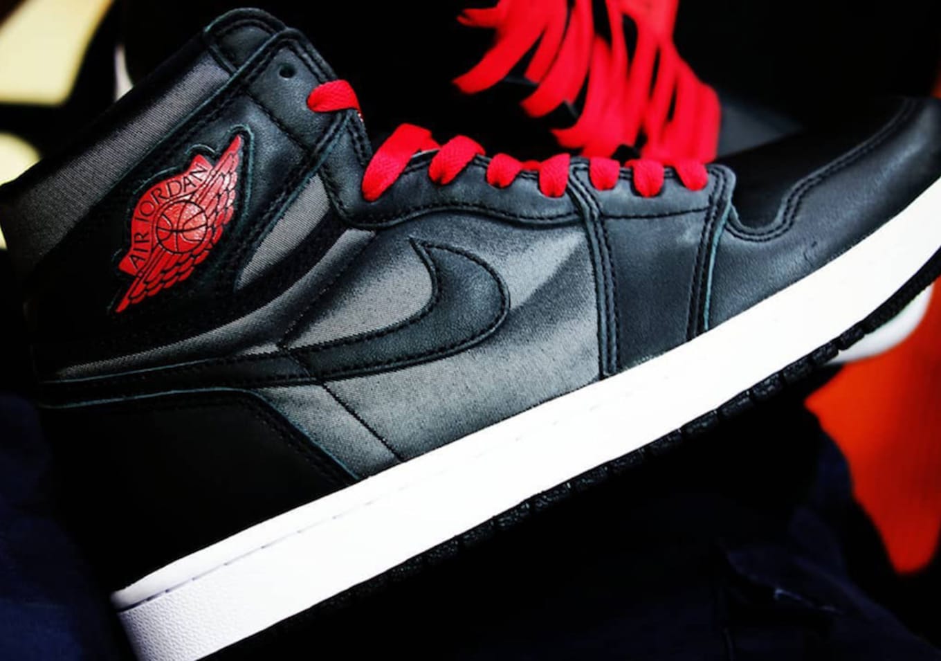 womens retro 1 satin red