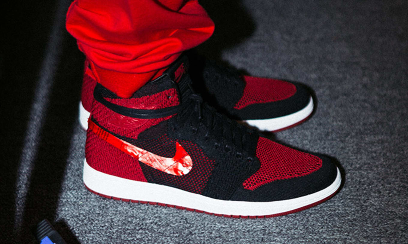 jordan 1 bred flyknit on feet