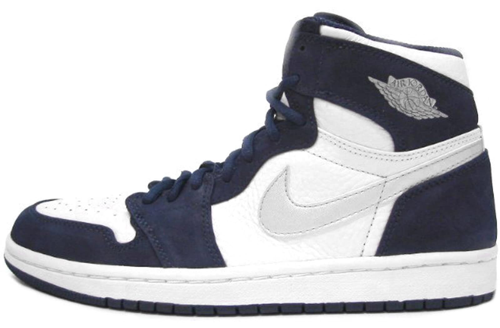Air Jordan 1 High Retro White Metallic Silver Midnight Navy