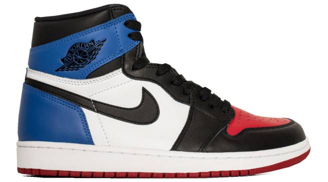 red blue white and black jordans