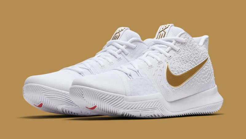 kyrie irving shoes white and gold