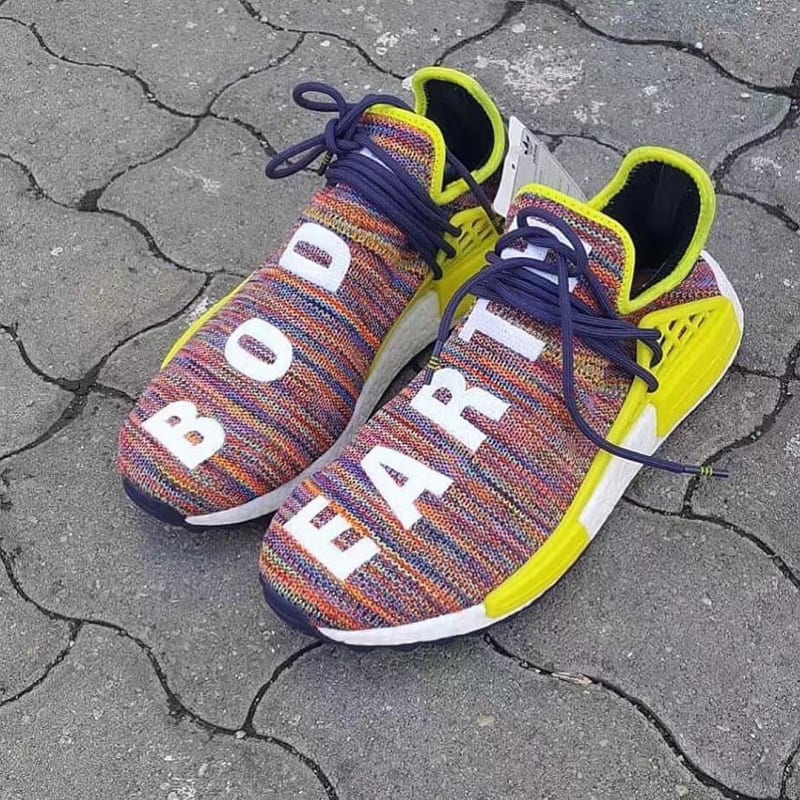 human race multicolor on feet