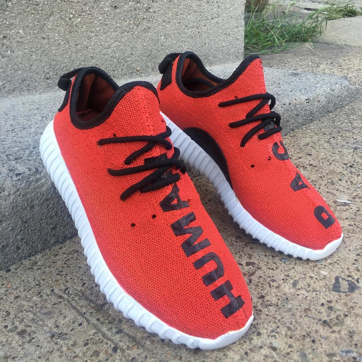 adidas Yeezy 350 Boost Human Race Red Custom by Hippie ...