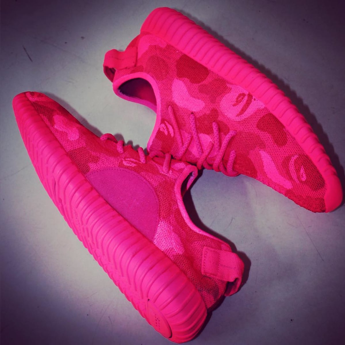 adidas Yeezy 350 Boost Pink Bape Custom by Hippie Neal