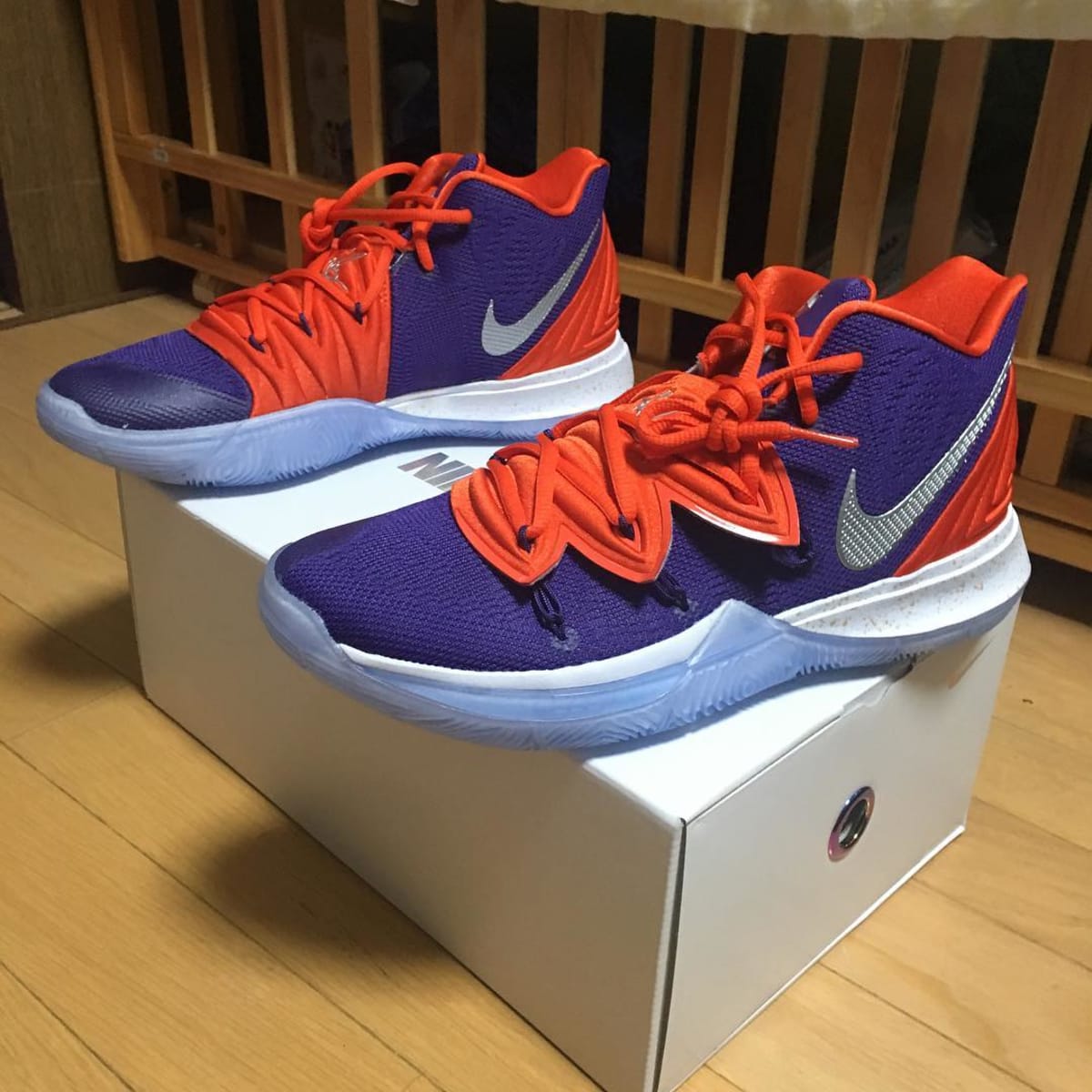 kyrie 5 tan and purple