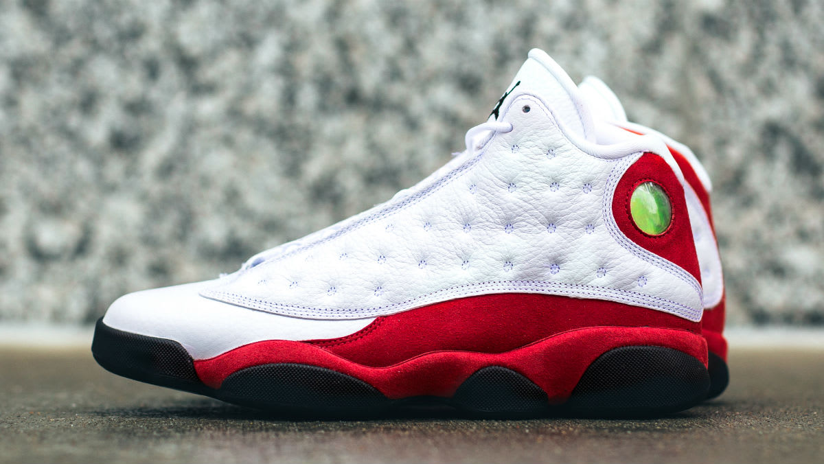 white and red jordan 13