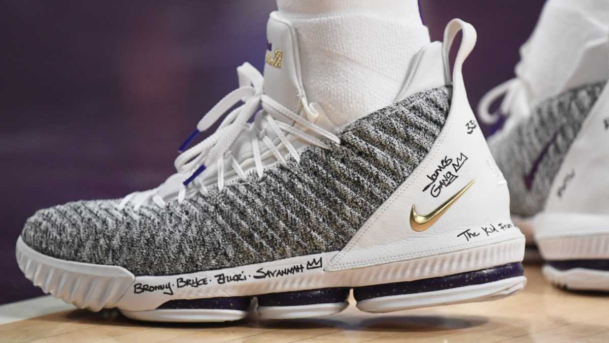 lebron james purple and gold shoes