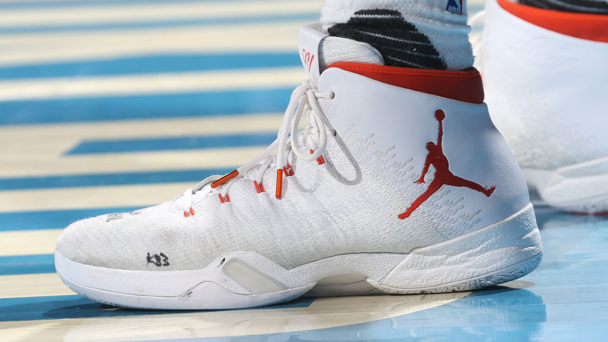 Russell Westbrook Air Jordan 31 White/Orange PE January 7, 2017 vs ...