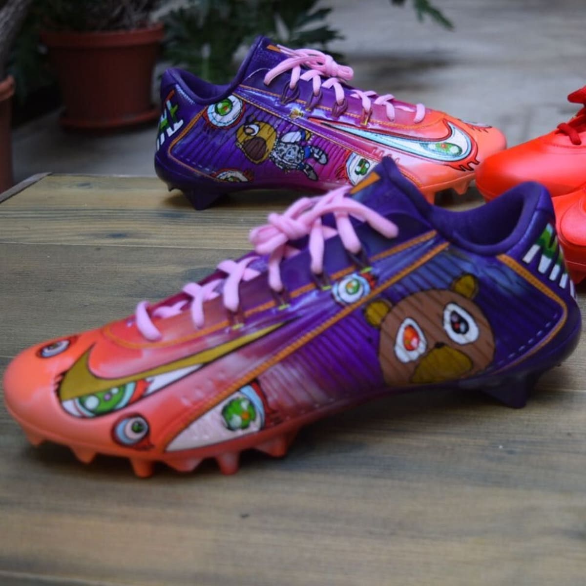 custom kickasso shoes Kanye Odell West Murakami Graduation October Red Beckham