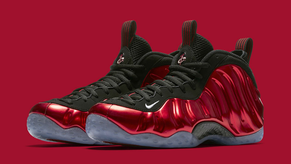 silver and red foamposites