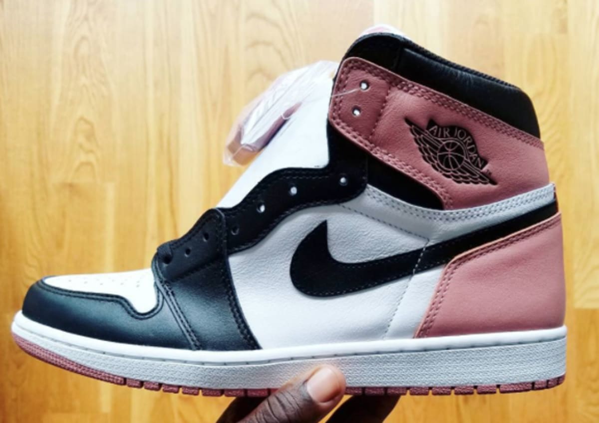 pink black and white jordans