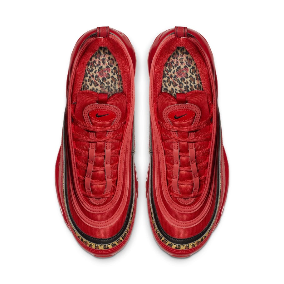 all red air max 97 with leopard print