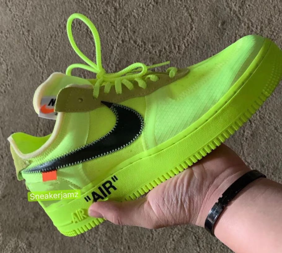 neon green off white air forces