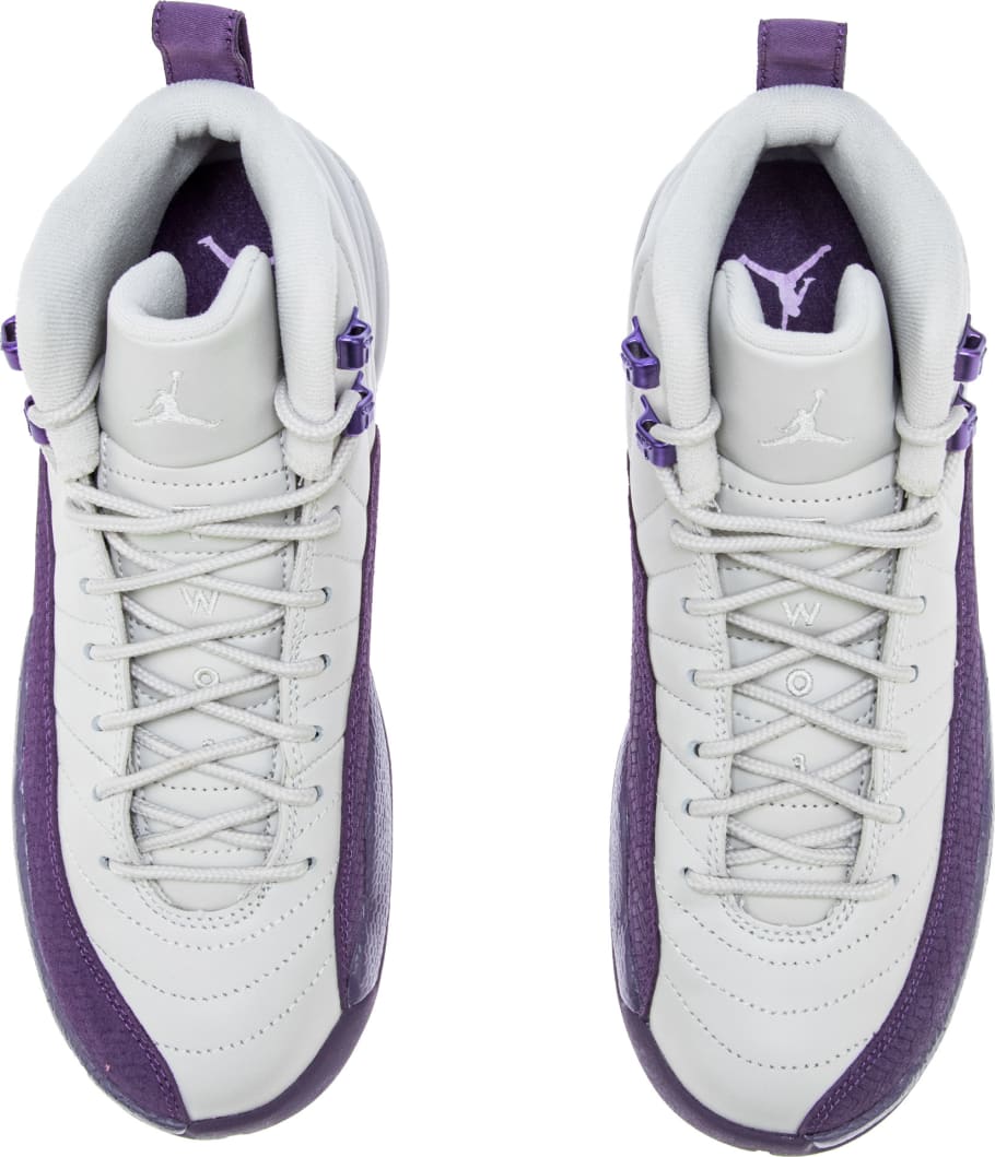 purple and white jordan 12s