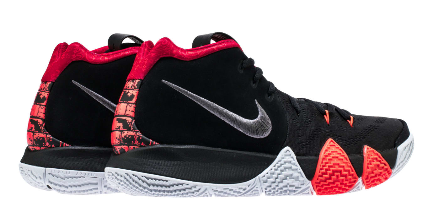 kyrie 4s black and red