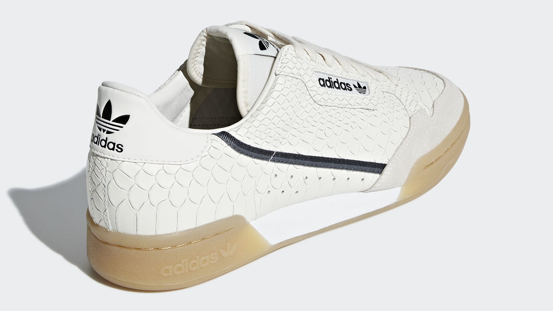 adidas originals continental 80 sneakers in white snakeskin with gum sole