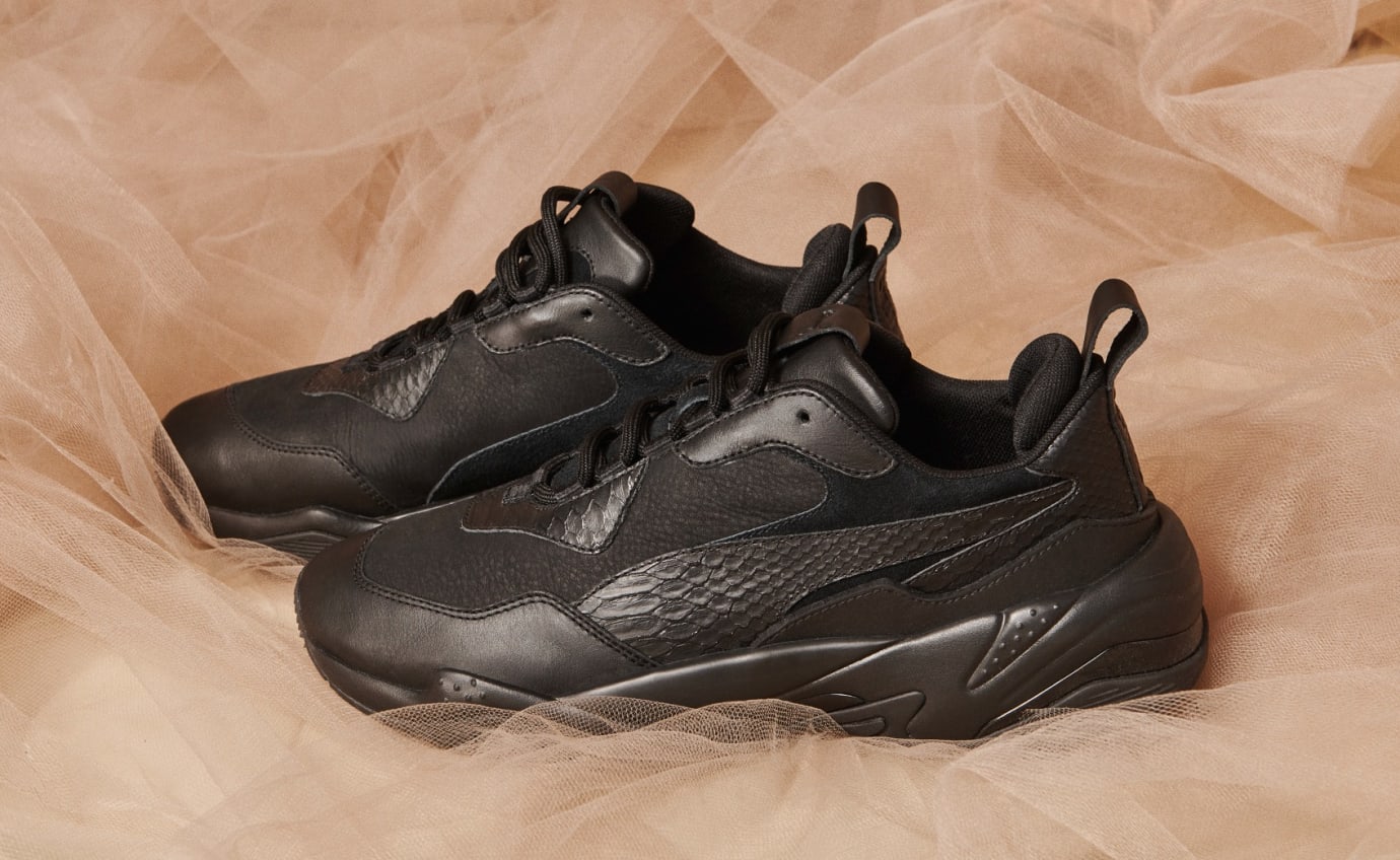 Puma Thunder Desert Men S Triple Black And Bright White Grey Violet Release Date Sole Collector