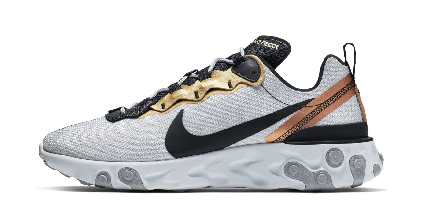 Nike React Element React 55 'Light Grey/Black-Metallic Gold' Release ...