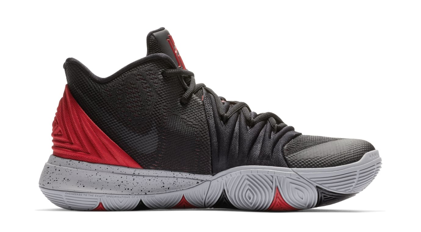 kyrie 5s black and red