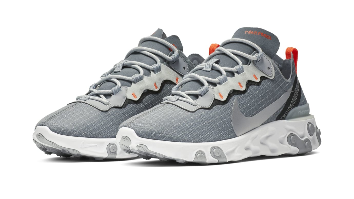 nike react element 55 black orange grey & white