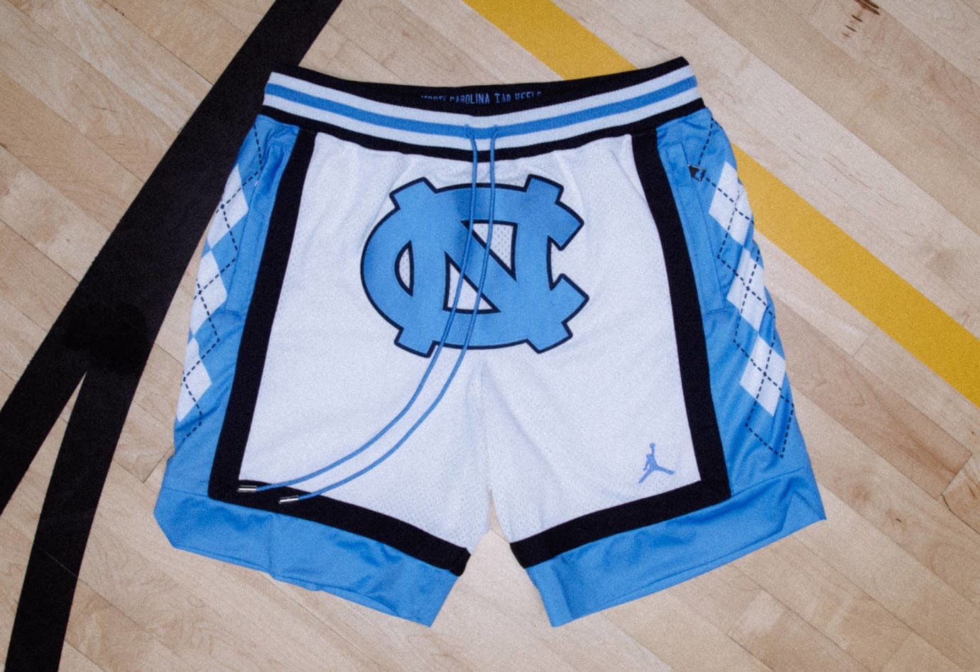 blue and white jordan shorts