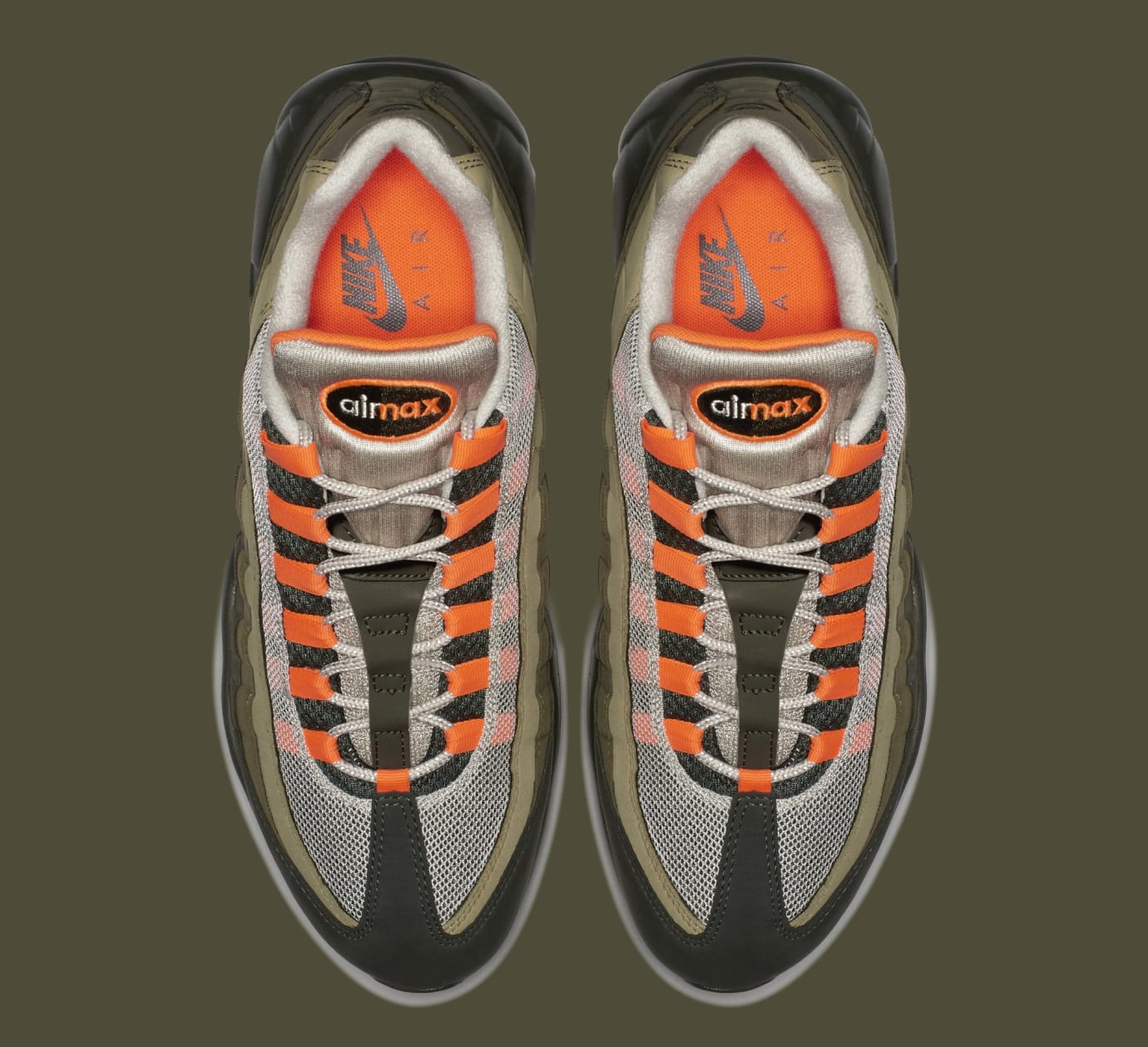 olive green and orange air max 95