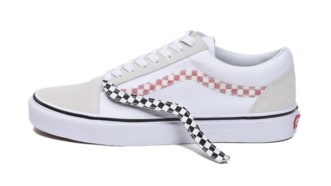 white leather vans with black stripe