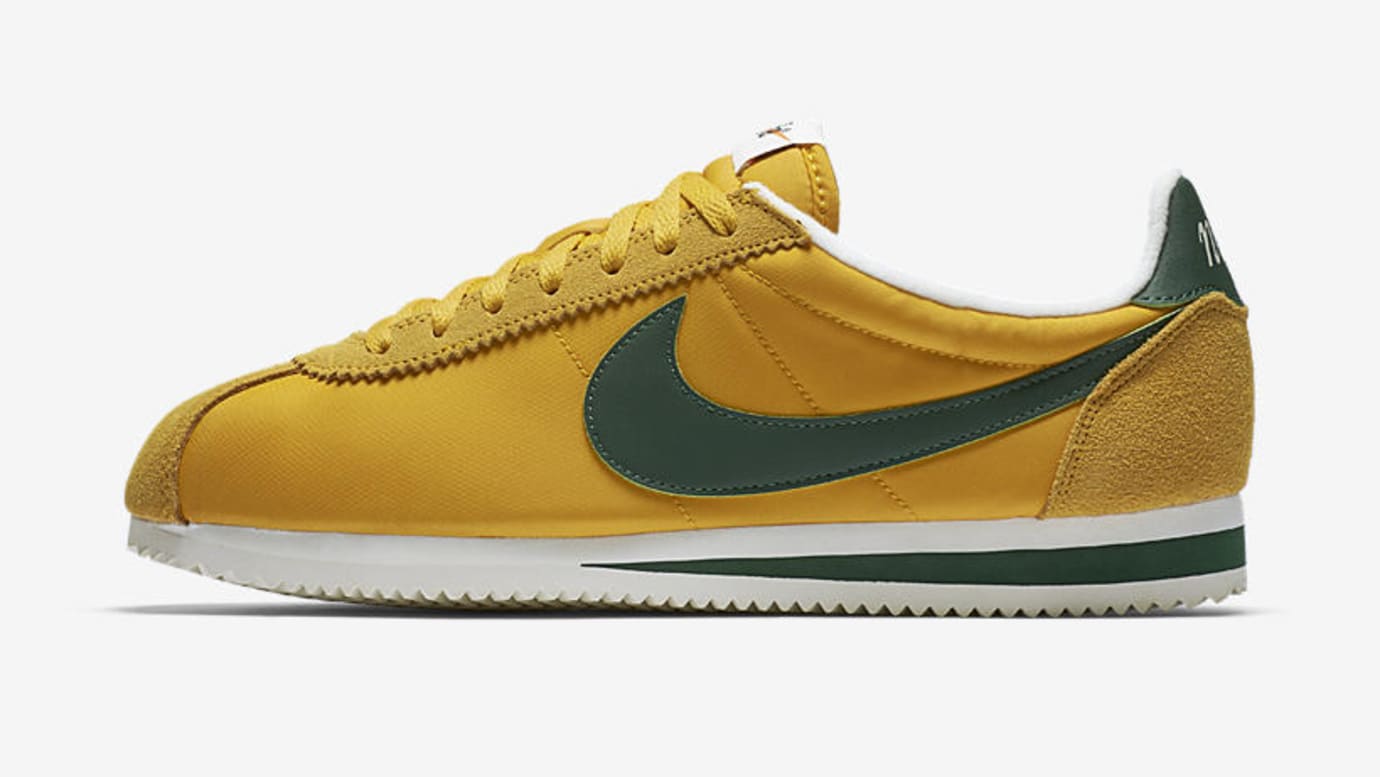 green and yellow nike cortez