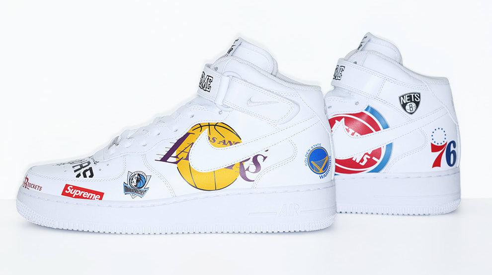 Image via Supreme Supreme x Nike x NBA Air Force 1 Mid \u0027White\u0027 AQ8017-100 (