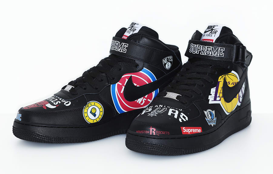 Supreme x Nike x NBA Air Force 1 Mid 'Black' AQ8017-001 (Pair)