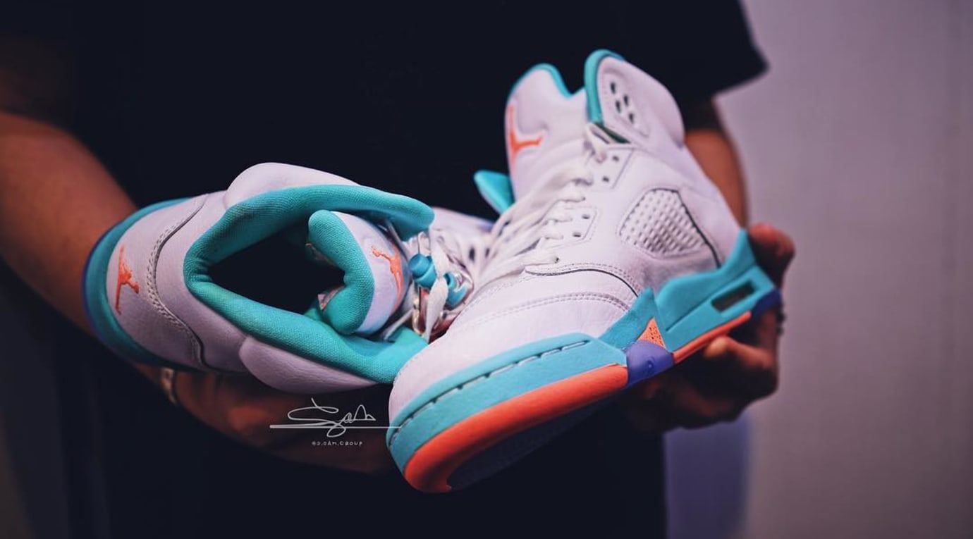 jordan 5 light aqua grade school