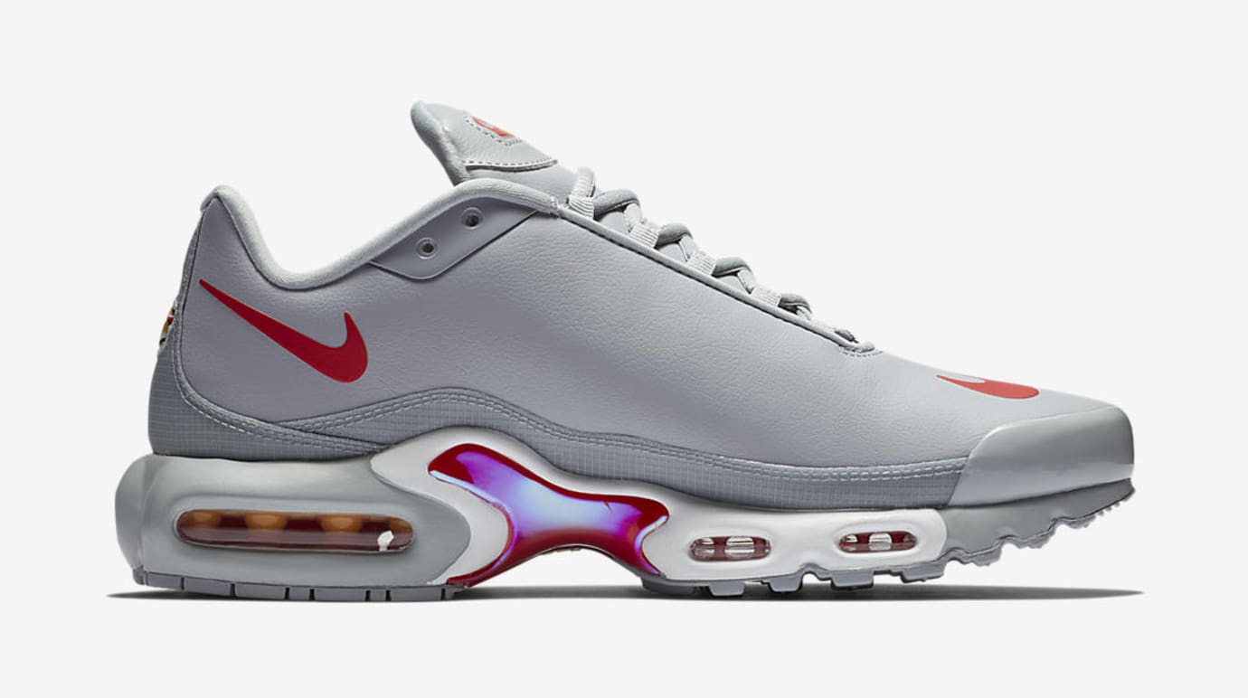 Nike Air Max Plus Leather Big Logo Grey Red And Navy Royal Blue Images Sole Collector