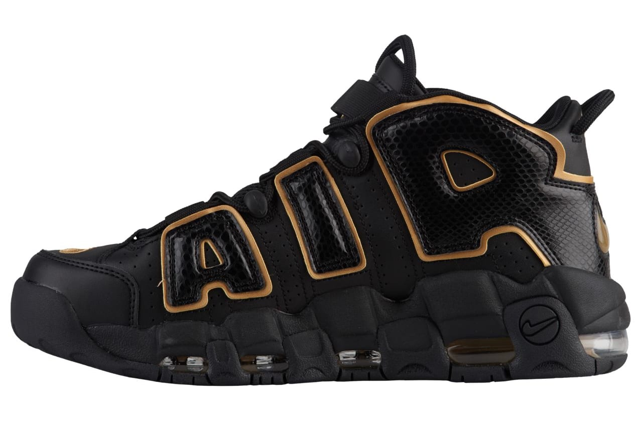 nike uptempo black gold