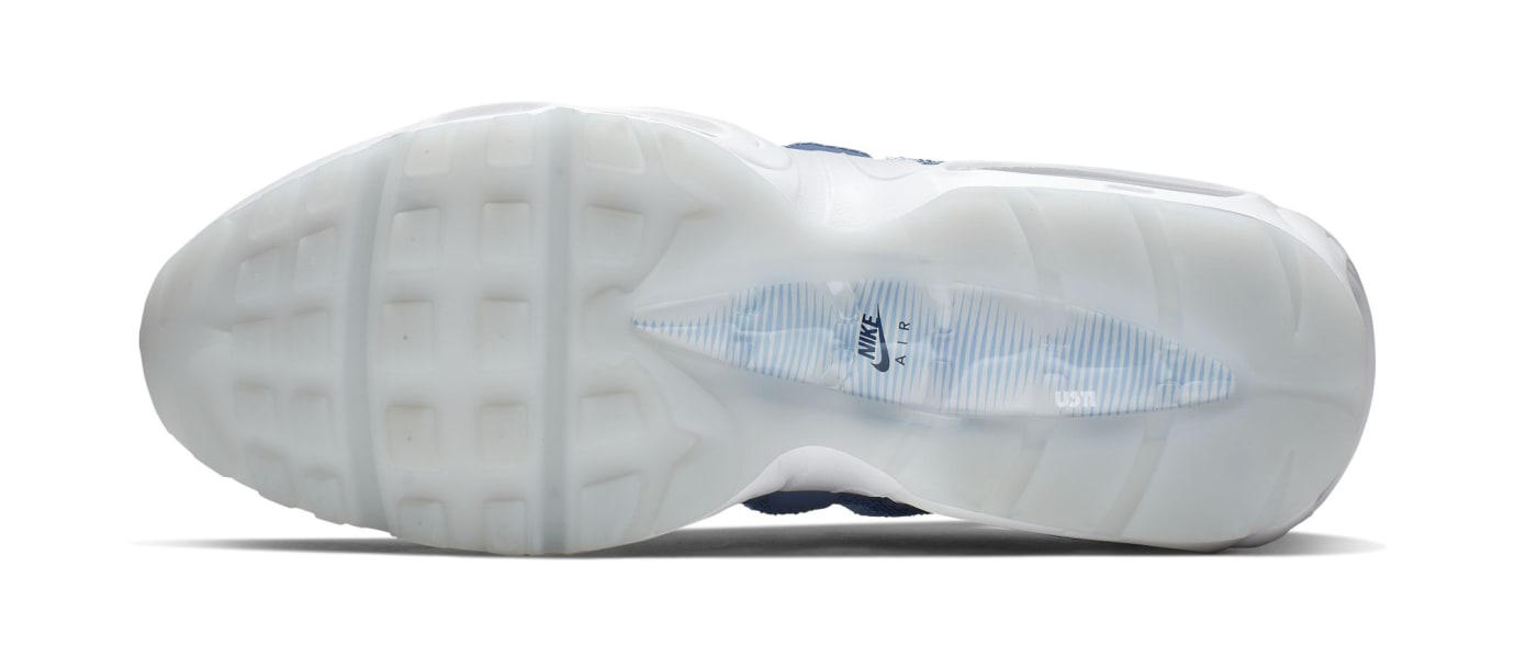 white air max with blue bottom