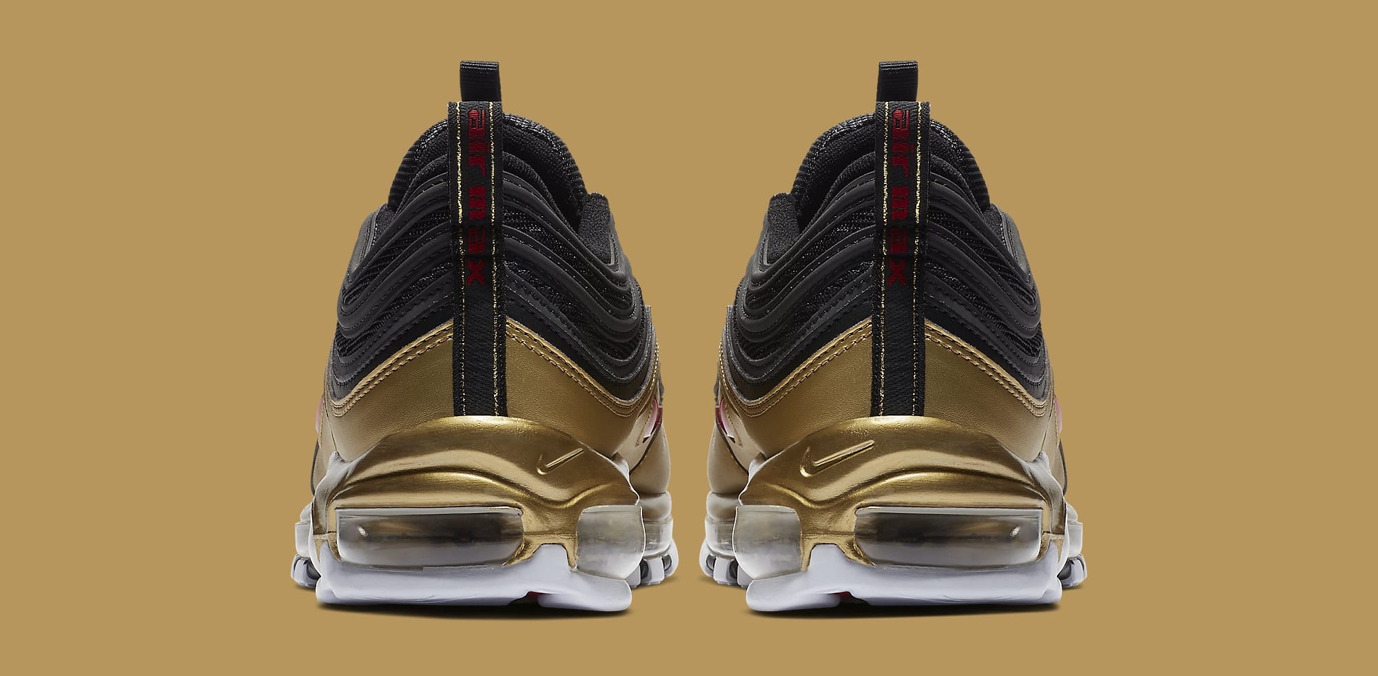 nike black and gold metallic air max 97 sneakers
