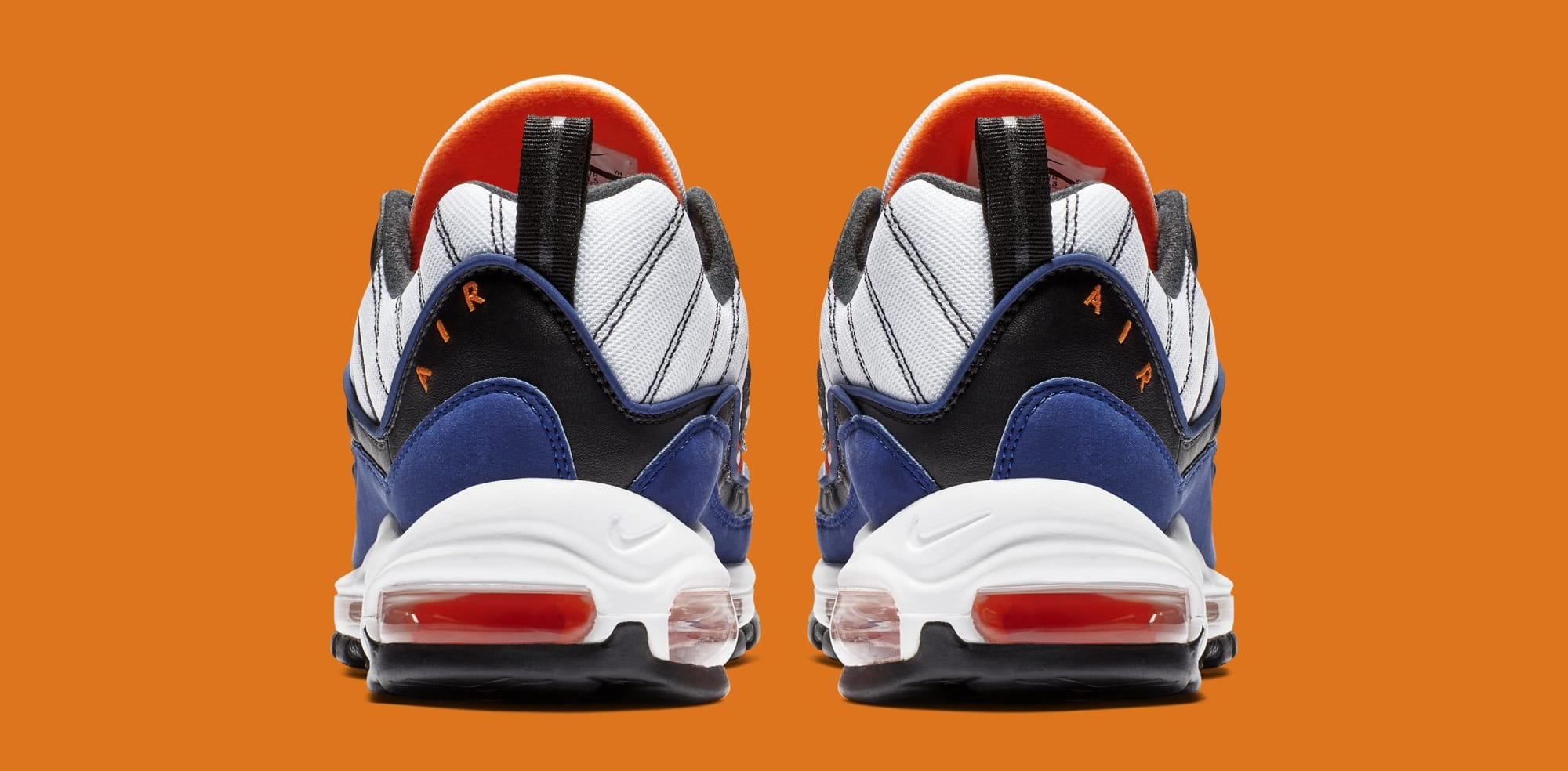 Nike Air Max 98 White Deep Royal Blue Total Orange Black Cd1536 100 Release Date Sole Collector