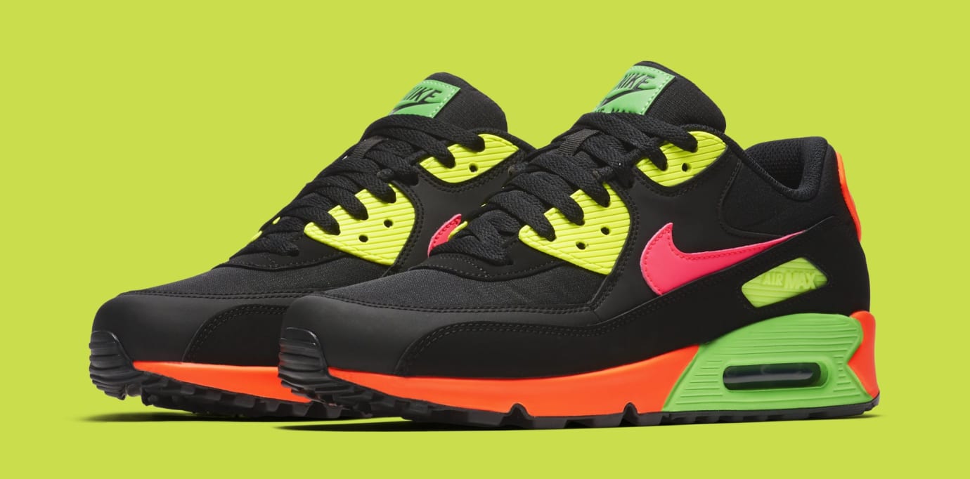 neon green and blue nike air max