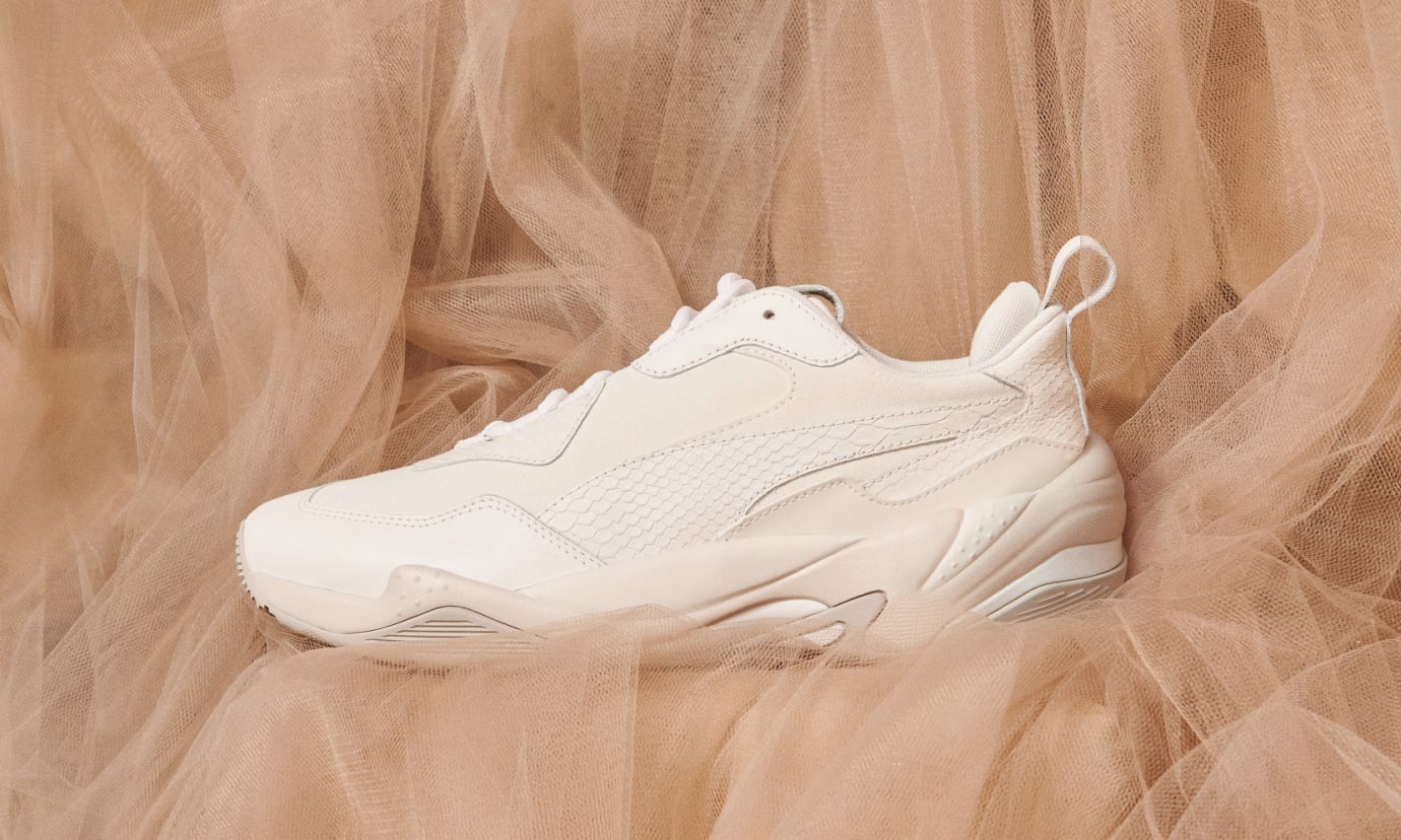 puma thunder desert white on feet