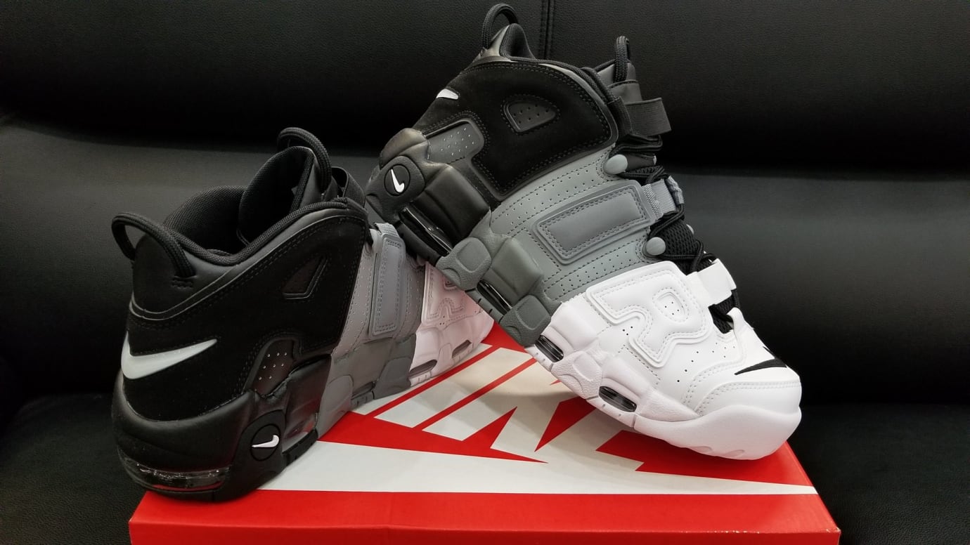 nike air uptempo black grey white