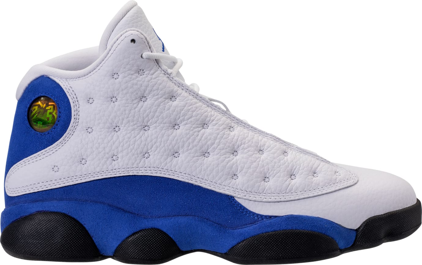 white and blue jordans 13