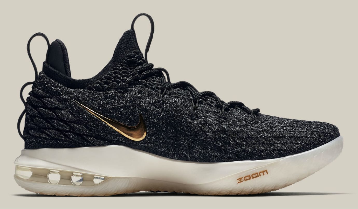 lebron 15 black and gold low