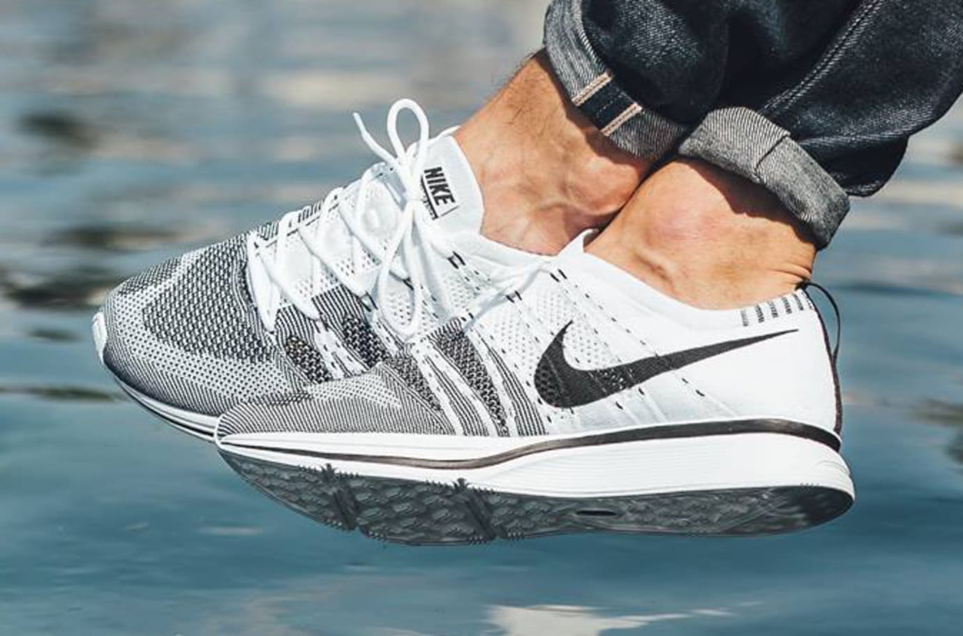 flyknit trainer white black