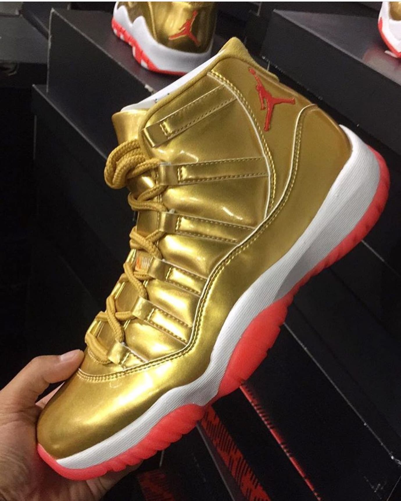 gold jordan 11 high